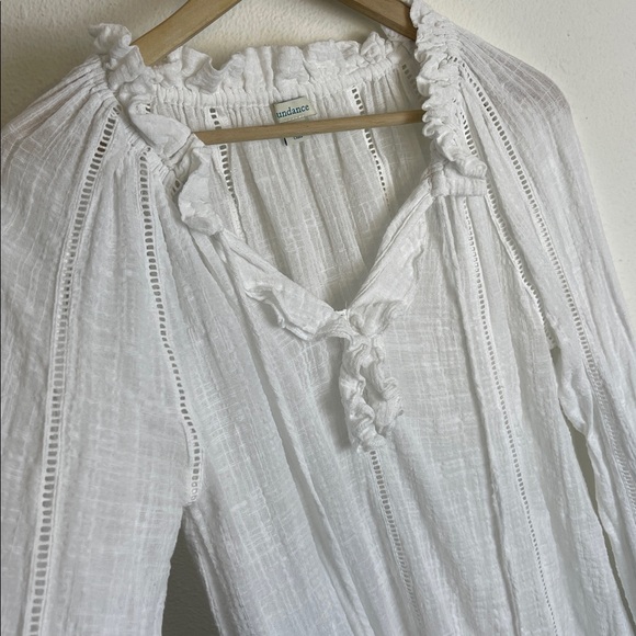 Sundance Artists Gauze White peasant blouse L - Picture 3 of 7